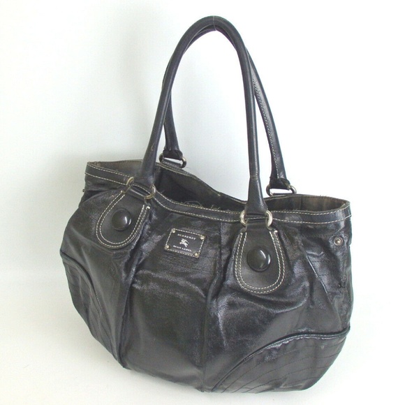 Burberry Handbags - BURBERRY BLUE LABEL Black bag PVC satchel silver
